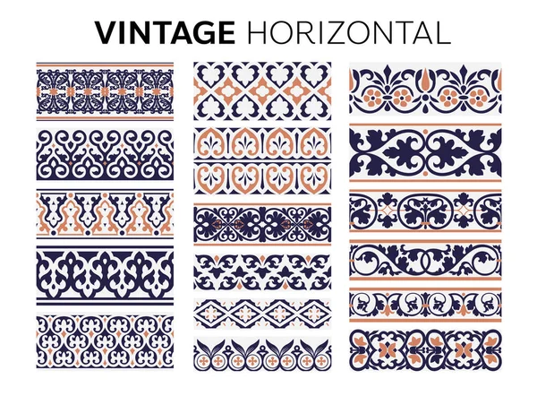 Vintage Horizontale Muster Antikes Nahtloses Design Vector Illustration — Stockvektor
