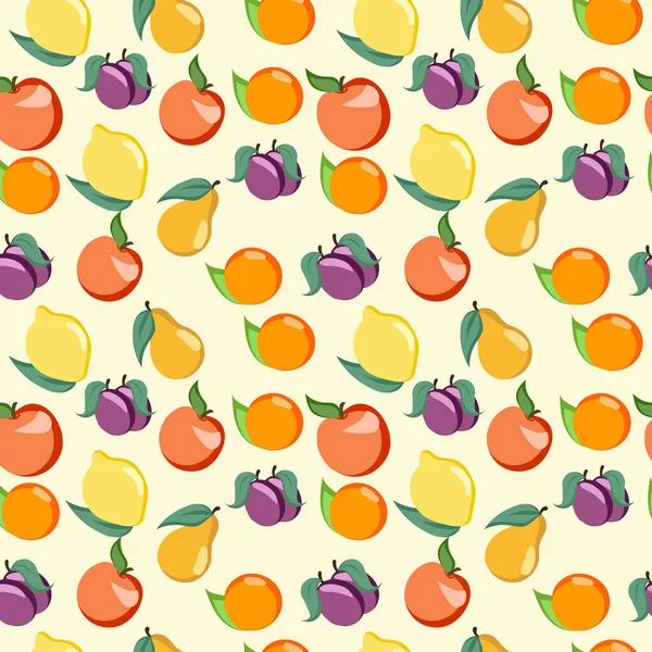 Colorido Frutas Projeto Padrão Fundo — Vetor de Stock