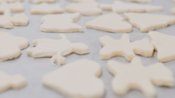 Tészta sütés cookie-kat. Alkotó keksz tészta — Stock videók