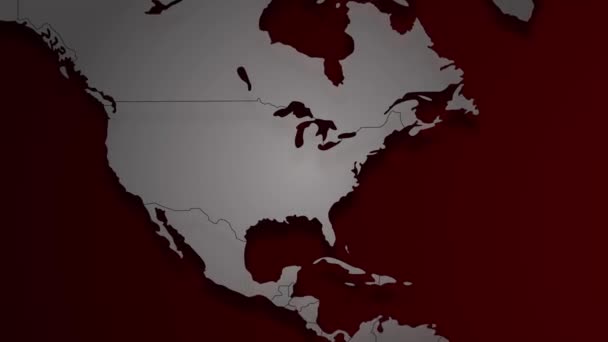 Mapa světa a USA viru Corona COVID-19, virová infekce s červeným ukazovátkem, 4K — Stock video