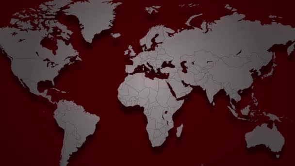 Monde et carte du virus Corona COVID-19, infection par le virus avec pointeur rouge, 4K — Video