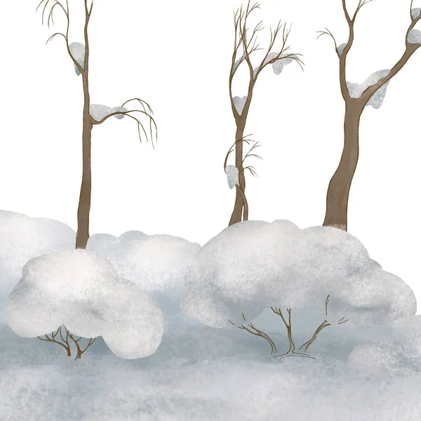 Winter forest landscape. Trees in the snow. Winter fairy tale. White — 스톡 사진