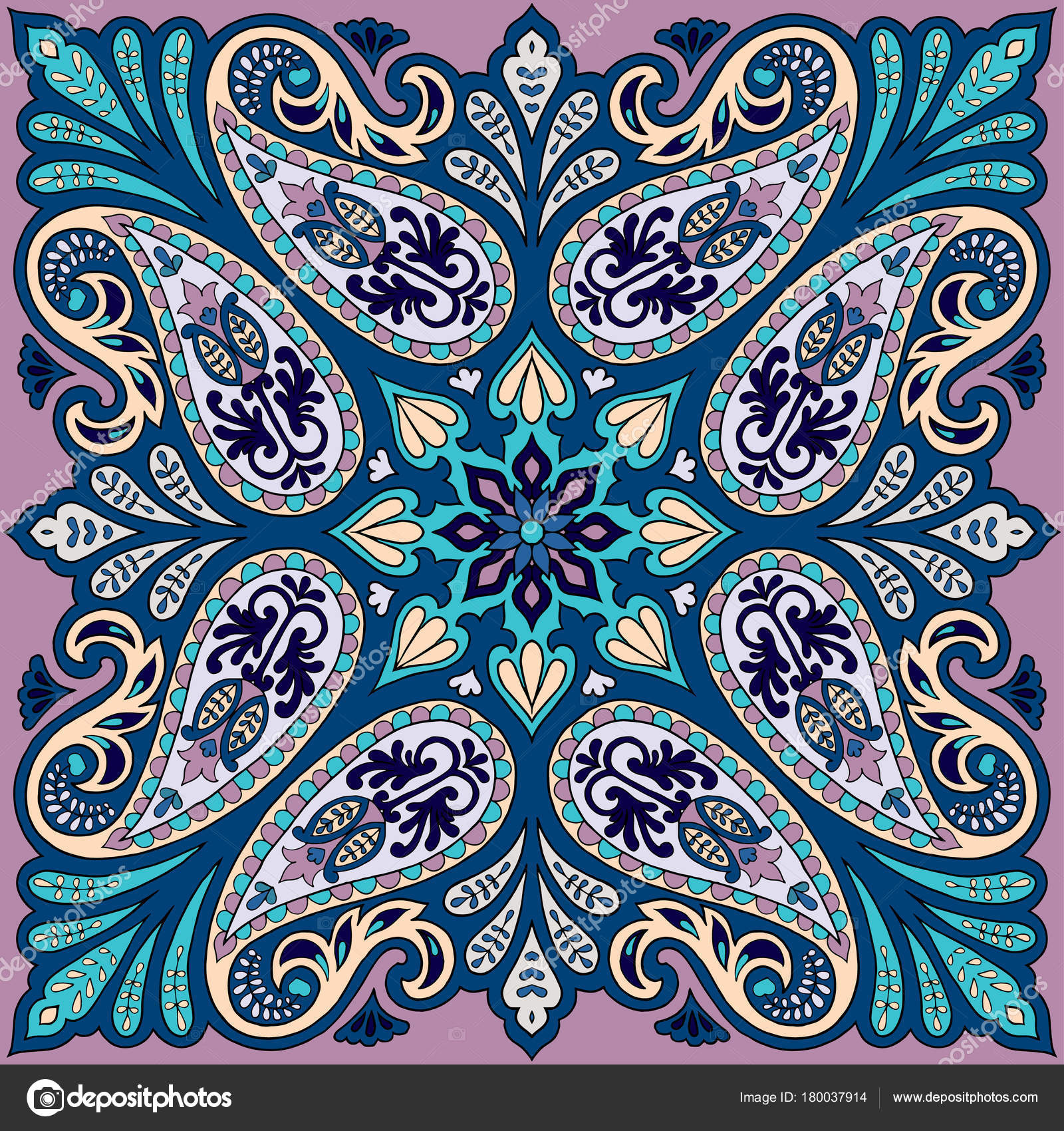 Cotton Paisley Design Kerchief//Bandana