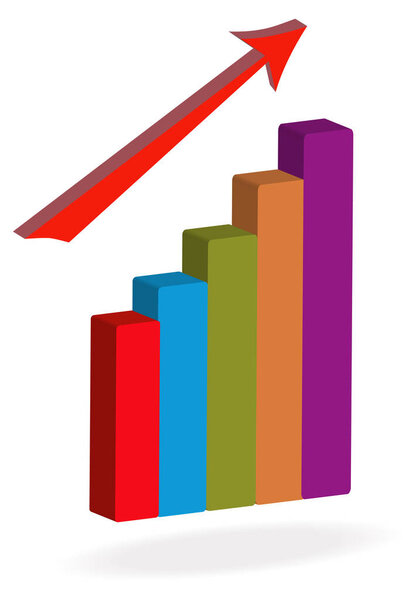 3D bar chart. Vector