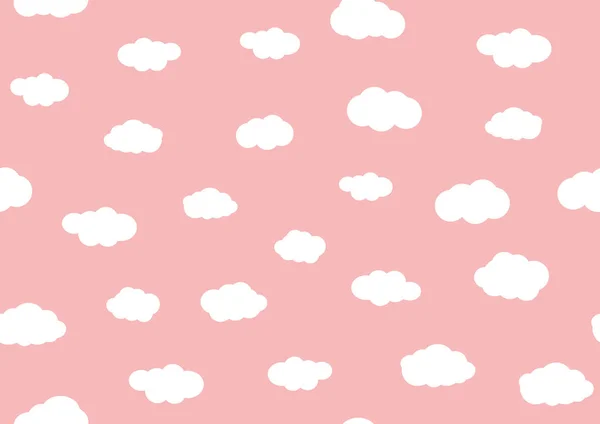 분홍색 배경에 구름이 솔기가없는 무늬가 — 스톡 벡터