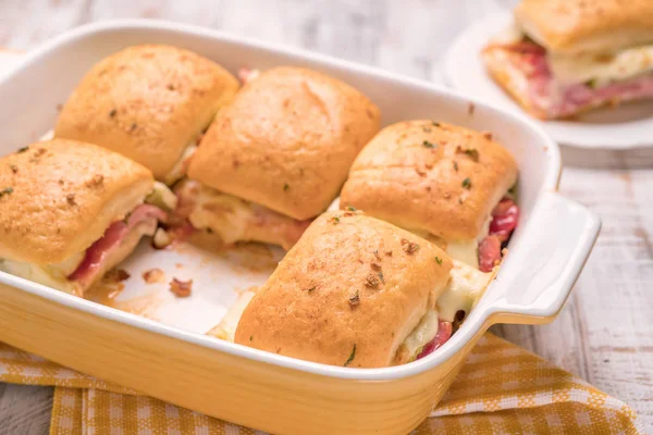 Ham and cheese sliders — Stock Photo, Image