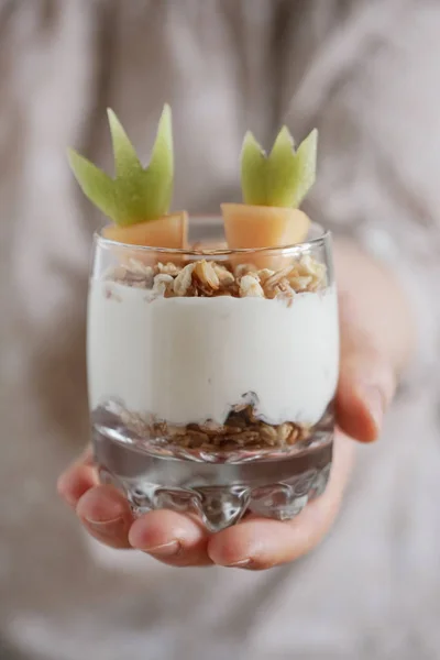 Fresh Fruit Parfait with yogurt and granola for Easter breakfast — Stock Photo, Image