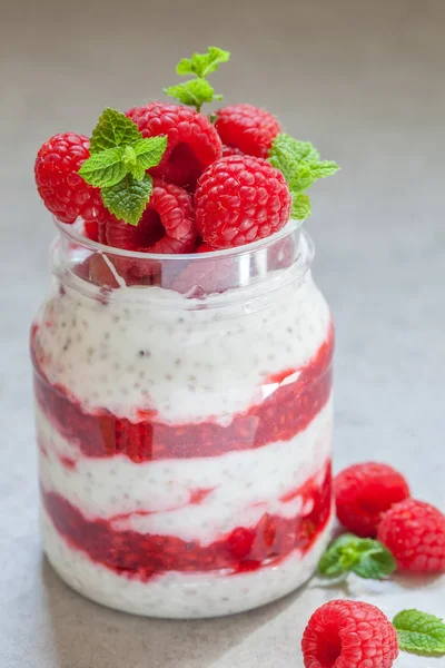 Chia seed pudding with berries — Stock Photo, Image