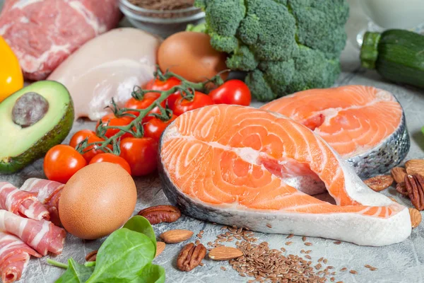 Healthy eating food low carb keto ketogenic diet meal plan Stock Photo