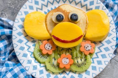 Komik maymun çocuklar Kahvaltıda krep