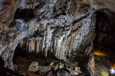 Cave stalactites, stalagmites, and other formations at Emine-Bair-Khosar, Crimea clipart