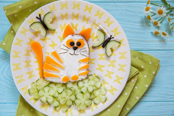 Σάντουιτς με τυρί αστεία γάτα — Φωτογραφία Αρχείου