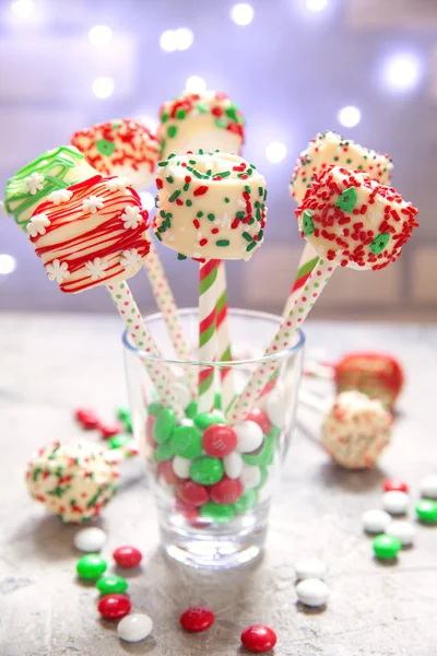 Marshmallow cakepops pops for Christmas — Stock Photo, Image