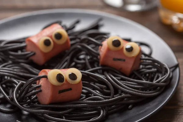 Sausage and spaghetti funny spiders for kids