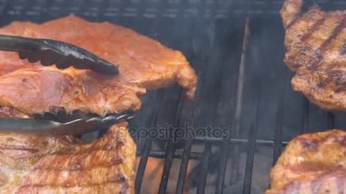 Yaz Barbekü Izgara kalın domuz pirzolası