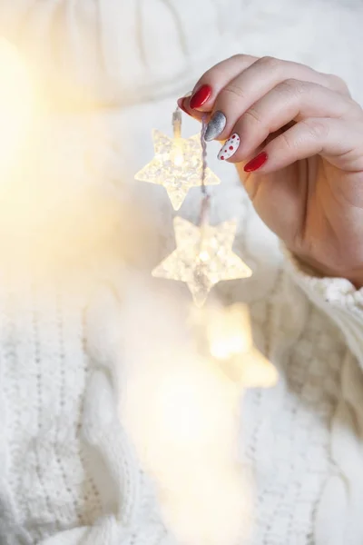 Kerstmis nagel kunst manicure — Stockfoto