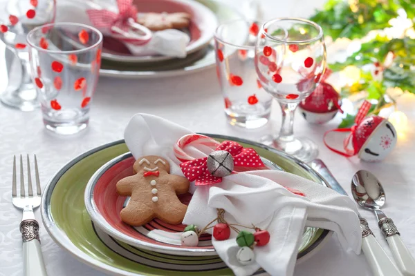 Christmas table place setting. — Stock Photo, Image