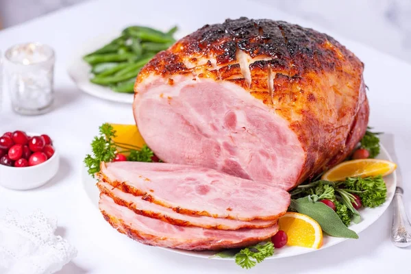 Christmas Roasted glazed holiday pork ham — Stock Photo, Image
