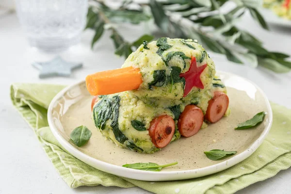 Kartoffelpüree, Brokkoli und Spinat — Stockfoto