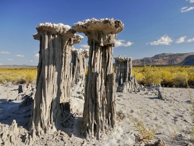 Soyut rock kulesi. Mono Gölü, California. ABD
