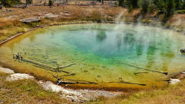 Pooll Hot Gejzer Piękny Colorfu Park Narodowy Yellowstone Zjawisko Naturalne — Zdjęcie stockowe