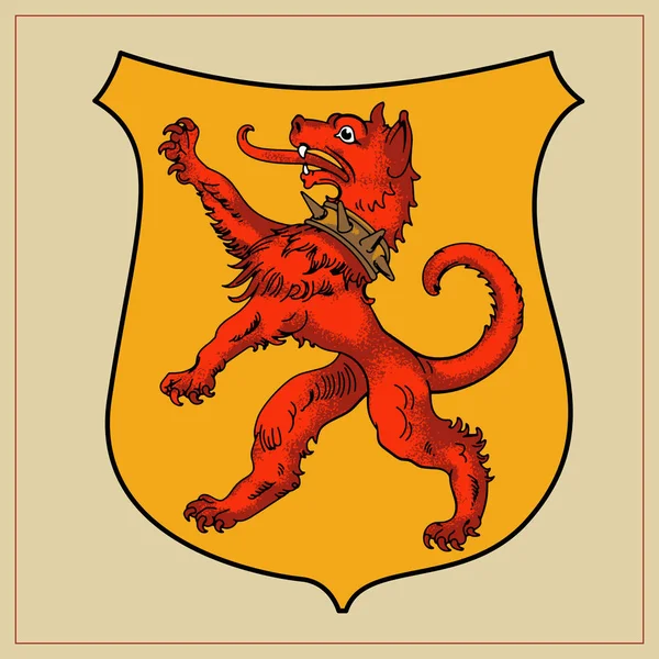 Heraldic beast on shield. Vector Illustration — Stock Vector