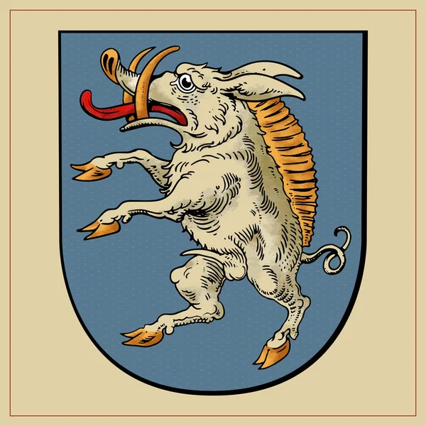 Bestia heráldica en escudo. Ilustración vectorial — Archivo Imágenes Vectoriales