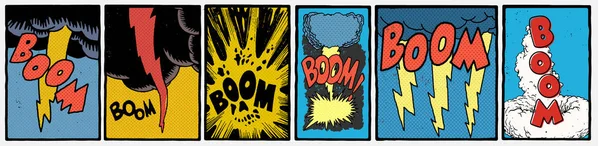 Vintage fumetti esplosioni . — Vettoriale Stock