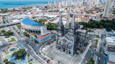 Fortaleza, Ceara / Brazil - Circa Octuber 2019: Metropolitana Cathedral in Fortaleza. It took to complete the work forty years beginning in 1938 and was inaugurated in 1978. Brazilian church. clipart