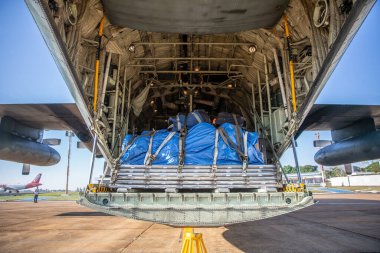 Vitria da Conquista, Bahia, Brezilya - Mayıs 2019: Askeri Uçak Herkül C-130 