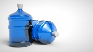 Beyaz arka planda izole edilmiş büyük plastik şişe içilebilir su. 3B Hazırlama.
