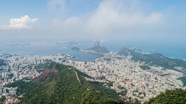 Utsikt Över Sugar Loaf Corcovado Och Guanabara Bay Rio Janeiro — Stockfoto