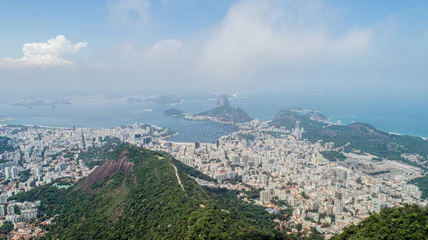 Vista Pão Açúcar Corcovado Baía Guanabara Rio Janeiro Brasil — Fotografia de Stock