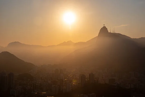 Sugar Loaf Corcovado Guanabara Körfezi Rio Janeiro Brezilya — Stok fotoğraf