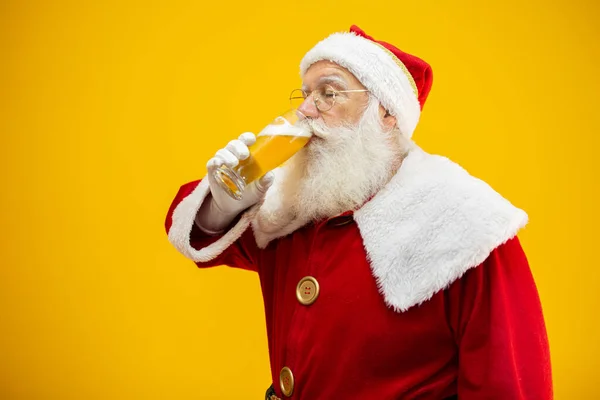 Santa Claus Drinking Glass Beer Rest Time Alcoholic Drink Holidays — Stock Photo, Image