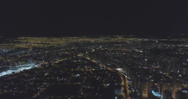 Luchtfoto Van Nachtstad Met Stralende Lichten — Stockvideo