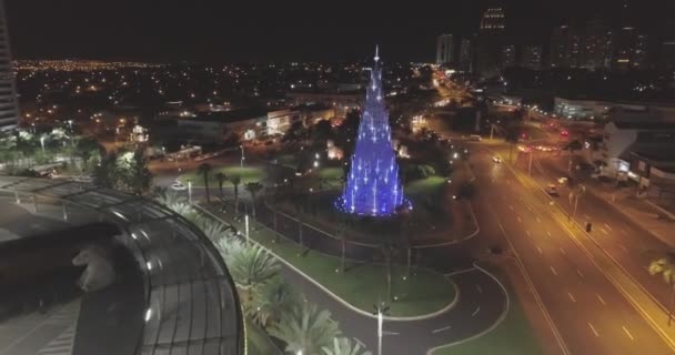Luftaufnahme Der Nächtlichen Stadt Mit Leuchtenden Lichtern — Stockvideo