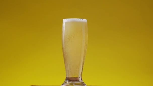 Pouring Cold Beer Fluffy Foam Glass — Stock Video