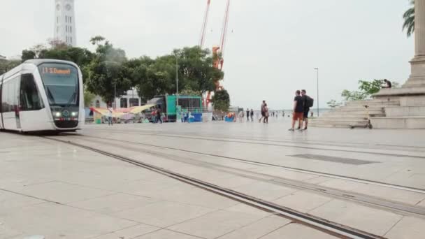 Trem Moderno Movendo Cidade Rio Janeiro Brasil — Vídeo de Stock