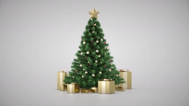 Kerstboom Met Geschenken Decoraties — Stockvideo