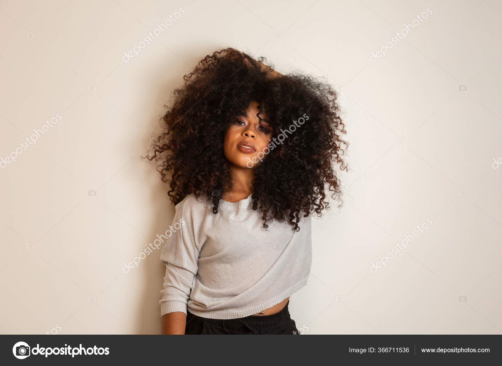 Beauty Portrait African American Woman Afro Hairstyle Glamour Makeup  Brazilian Stock Photo by ©moviafilmes 366711536