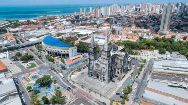 Fortaleza, Ceara / Brazil - Circa Octuber 2019: Metropolitana Cathedral in Fortaleza. It took to complete the work forty years beginning in 1938 and was inaugurated in 1978. Brazilian church. clipart
