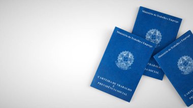 Brazilian work document and social security document on white background. 3D Rendering. clipart