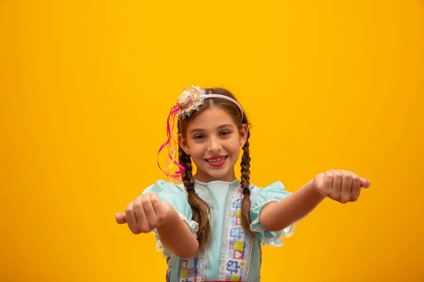 Kind Typische Kleren Van Het Beroemde Braziliaanse Feest Genaamd Festa — Stockfoto