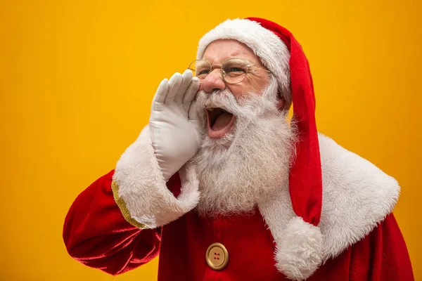 Letişim Konsepti Heyecanlı Komik Stil Sahibi Noel Baba Nın Profil — Stok fotoğraf
