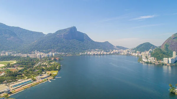 Vista Aérea Lago Rodrigo Freitas Lagoa Lagoa Cidade Rio Janeiro — Fotografia de Stock