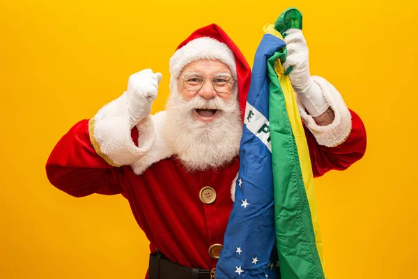 Santa Claus Fanda Brazílie Santa Claus Zastánce Brazilského Týmu Sportovní — Stock fotografie