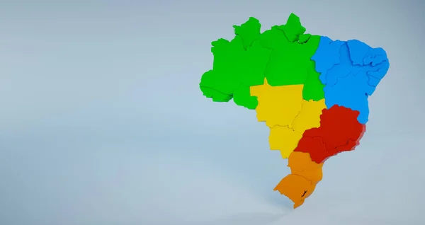 Brazílie Mapa Státy Regiony Brazilská Mapa Intro Pozadí Vykreslování — Stock fotografie