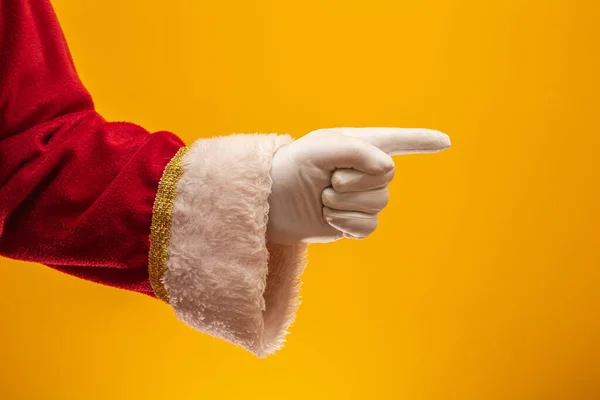 Foto Babbo Natale Guanto Mano Nel Gesto Puntamento Babbo Natale — Foto Stock
