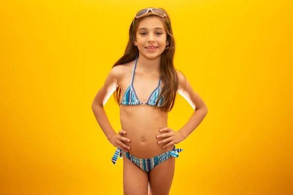 Ragazza Carina Costume Bagno Concetto Estivo — Foto Stock